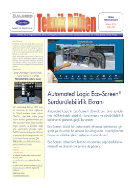 Automated Logic Eco-Screen Sürdürülebilirlik Ekranı