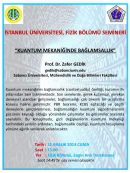Slayt 1 - Fen Fakültesi - İstanbul Üniversitesi