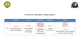 2014-2015 FALL TERM WEEKLY COURSE SCHEDULE