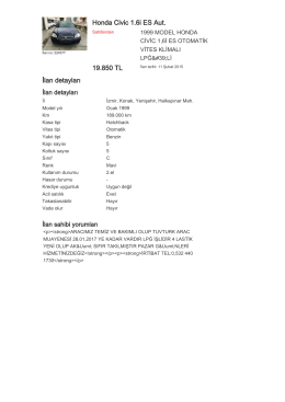 Honda Civic 1.6i ES Aut. 19.850 TL İlan detayları