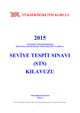 2015 STS Kılavuzu Yayımlandı