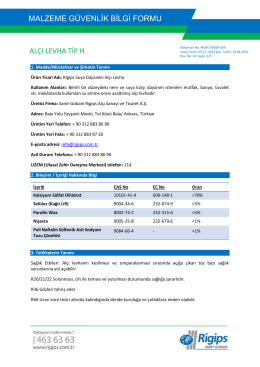 MALZEME GÜVENLİK BİLGİ FORMU ALÇI LEVHA TİP H