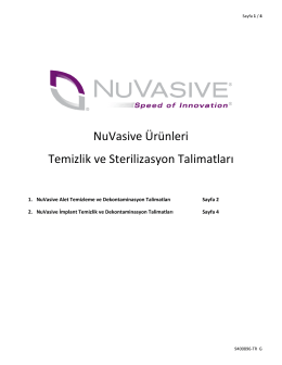 NuVasive Ürünleri Temizlik ve Sterilizasyon