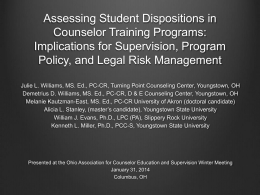 Assessing Student Dispositions - Ohio Association for Counselor