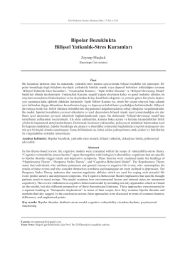 Bipolar Bozuklukta Bilişsel Yatkınlık-Stres Kuramları