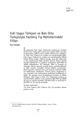 Eski Uygur Türkçesi ve Batı Orta Türkçesiyle Yazılmış Tıp