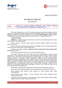 2014-58 Anonim ve Limited Şirketlwere Elektronik Yolla Tebligat