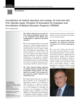 Accreditation of medical education and urology: An interview with