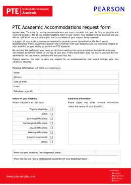 PTE Academic - Accommodations request form