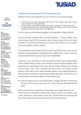Shanghai Deneysel Serbest Bölgesi (SH FTZ) Değerlendirme Notu