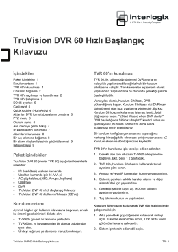 TruVision DVR 60 Hızlı Başlangıç Kılavuzu