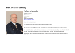 Prof.Dr.Taner Berksoy Professor of Economics