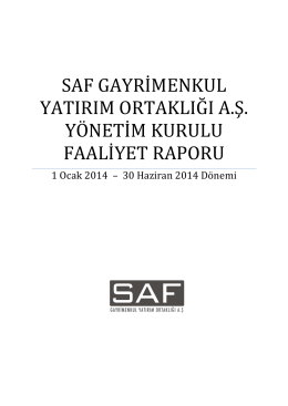 SAF GYO Faaliyet Raporu 2014 Q2 Final