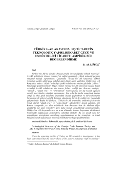 türkiye–ab arasında dış ticaretin teknolojik yapısı, rekabet gücü ve