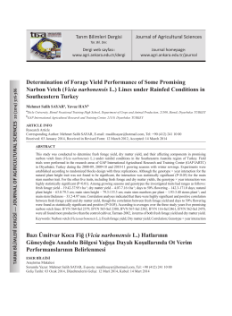 Determination of Forage Yield Performance of Some Promising