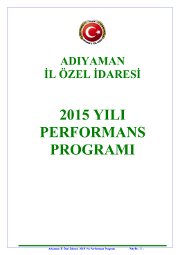 2015 yılı performans programı