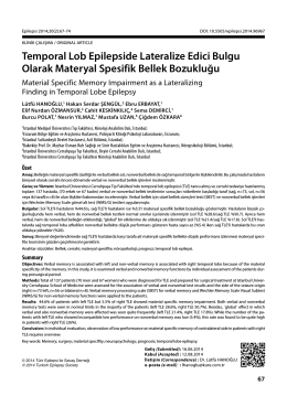 Temporal Lob Epilepside Lateralize Edici Bulgu