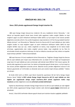 sırk 2015-06 2015 yılı damga vergisi oran ve tutarları hk.