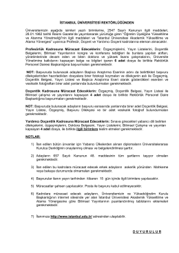 17.09.2014 – Sabah Gazetesi Öğretim Üyesi İlanı yayımlanmıştır.