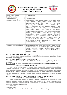 Şubat 2014 Meclis Tutanağı - Rize Ticaret ve Sanayi Odası