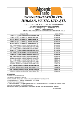 Fiyat Listemiz - Akdeniz Trafo