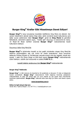 Burger King® Krallar Gibi Hissetmeye Davet Ediyor!