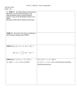 Page 1 9.Sınıf 1. Dönem 3. Sınav (matematik) ADI SOYADI : SINIF