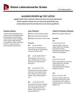 Düzen Laboratuvarlar Grubu ALLERJEN SPESİFİK IgE TEST LİSTESİ