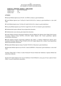 6 Kasım - 4 Aralık 2014 Fakülte Yönetim Kurulu Kararları