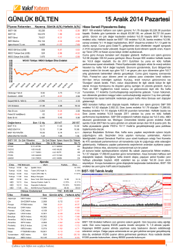 GÜNLÜK BÜLTEN 15 Aralık 2014 Pazartesi