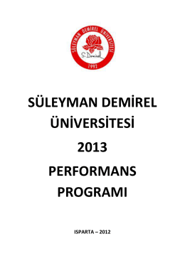 Performans Programı 2013 - Strateji Geliştirme Daire Başkanlığı