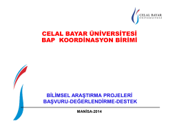 CELAL BAYAR ÜNİVERSİTESİ BAP KOORDİNASYON BİRİMİ