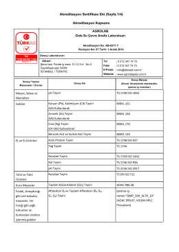 Akreditasyon Sertifikası Eki (Sayfa 1/4) Akreditasyon Kapsamı