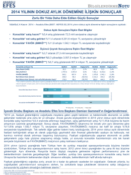 AEFES 30.09.2014 Finansal Sonuçlar Bilgilendirme