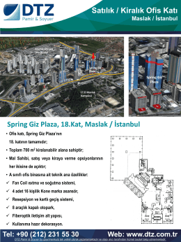 Spring Giz Plaza, 18.Kat, Maslak / İstanbul Satılık / Kiralık Ofis