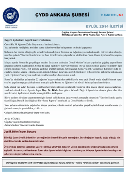 Eylül 2014 İletisi - ÇYDD Ankara Şubesi