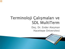 Terminoloji Çalışmaları ve SDL Multiterm