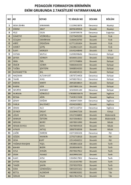 pedagojik formasyon biriminin ekim grubunda 2.taksitleri