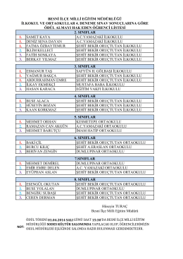 1. SAMET KAYA A.C.YAMAZAKİ İLKOKULU 1. DENİZ SENA DAYAN