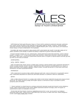 ALES Endüstriyel Sızdırmazlık Elemanları Sanayi ve Ticaret Ltd.Şti