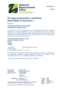 EC type-examination certificate UK/0126/0114 Revision 1