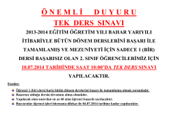 TEK DERS - ORTALAMA YÜKSELTME 2013-2014