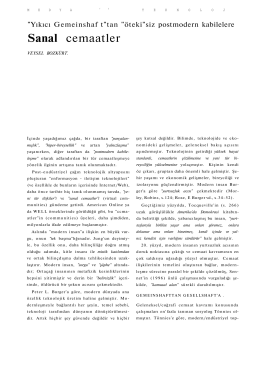 Sanal Cemaatler, Birikim Dergisi, Kasim, 1999.