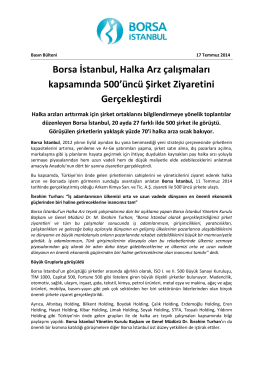 Borsa İstanbul, Halka Arz çalışmaları kapsamında