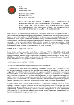 Esas No: Karar No: YARGITAY Ceza Genel Kurulu 2012/3