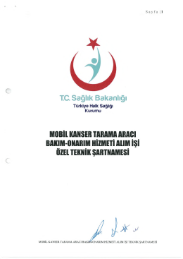 TC. Sağlık Bakanlığı MOBİL KANSER TARAMA ARACI BAKIM