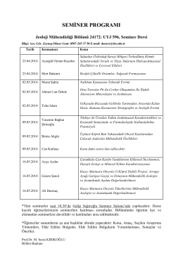 seminer programı - İTÜ JEOLOJİ MÜHENDİSLİĞİ BÖLÜMÜ Ana Sayfa
