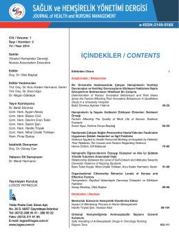 İÇİNDEKİLER / CONTENTS