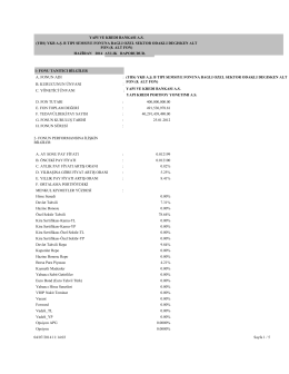 YAPI VE KREDI BANKASI A.S. AYLIK RAPORUDUR. (YBS) YKB A