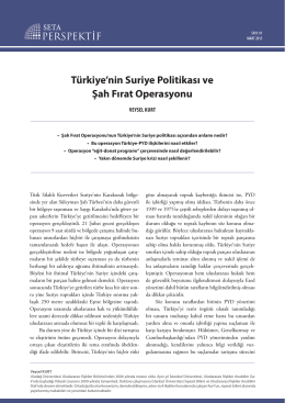 Türkiye`nin Suriye Politikası ve Şah Fırat Operasyonu